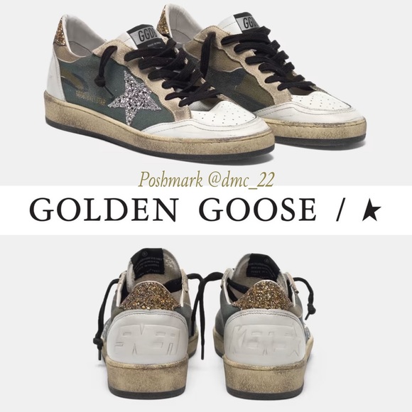 GOLDEN GOOSE ★ Camouflage Ball Star sneakers with glittery star & heel tab 36/6 - Picture 3 of 14